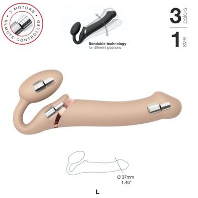 Безремінний страпон з вібрацією Strap-On-Me Vibrating Flesh L, діаметр 3,7 см, пульт ДК, регульовани SO3828 фото