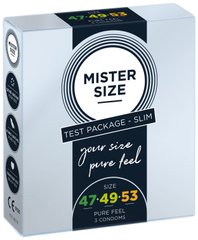Набір презервативів Mister Size - pure feel - 47–49–53 (3 condoms), 3 розміри, товщина 0,05 мм SO8039 фото