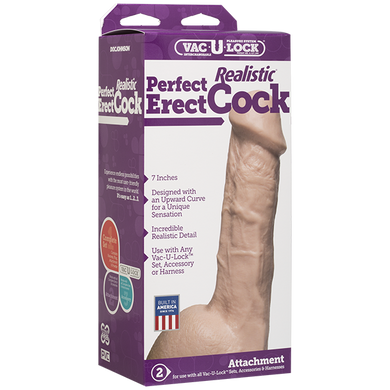 Фалоімітатор Doc Johnson - 7 Inch Perfect Erect Cock, діаметр 3,8см, велика голівка, Vac-U-Lock SO2796 фото