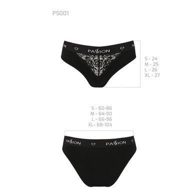 Трусики з широкою гумкою і мереживом Passion PS001 PANTIES black, size L SO4159 фото