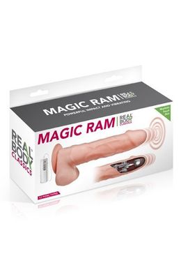 Фалоімітатор-пульсатор із вібрацією Real Body — Magic Ram, діаметр 4 см, рух вперед-назад SO1891 фото