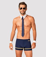 Еротичний костюм пілота Obsessive Pilotman set S/M, боксери, манжети, комір з краваткою, окуляри SO7301 фото