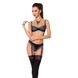 Мереживний комплект білизни Passion GISELE SET L/XL Black, бюстгальтер, трусики з пажами PS24607 фото 1